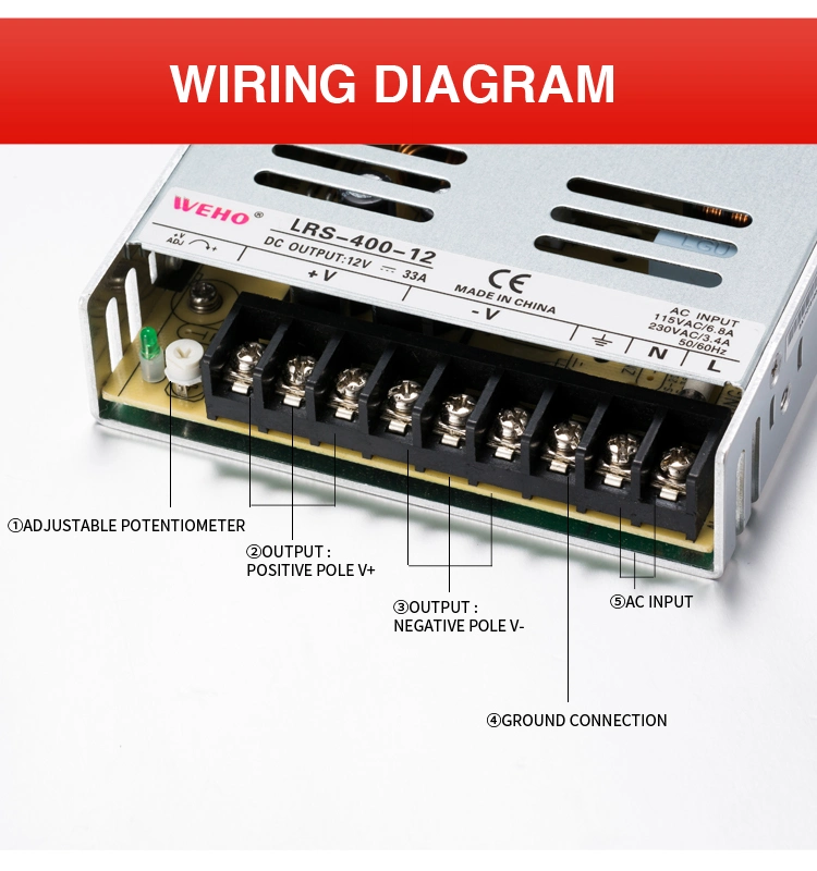 Lrs-400-24 Constant Voltage Ultra Thin AC/DC Power Supply 400W 24V