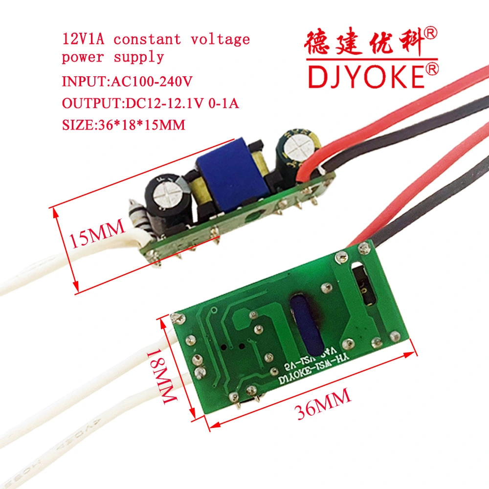 Djyoke AC DC Converter DC 12V 1A Power Supply PCBA Board Switching Power Supply Module for LED 3D Printer Camera LED Driver 07