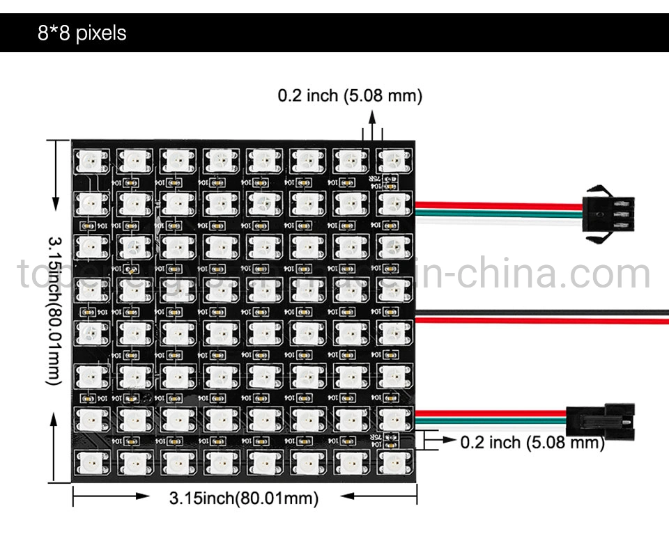 Ws2812b Panel Screen 8*8, 16*16, 8*32 Pixel 256 Pixels Digital Flexible LED Programmed Individually Addressable Full Color DC5V