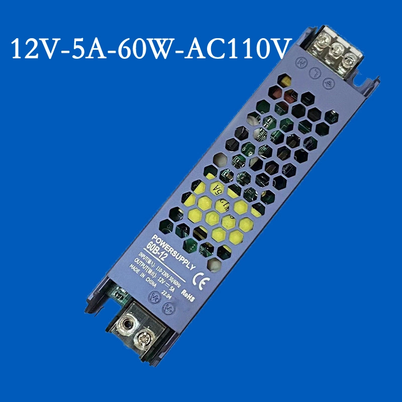 60W Indoor PWM AC110c to AC240V DC12V 5A LED Transformer/LED Driver for Full Color RGB 3535/5050 LED Strips