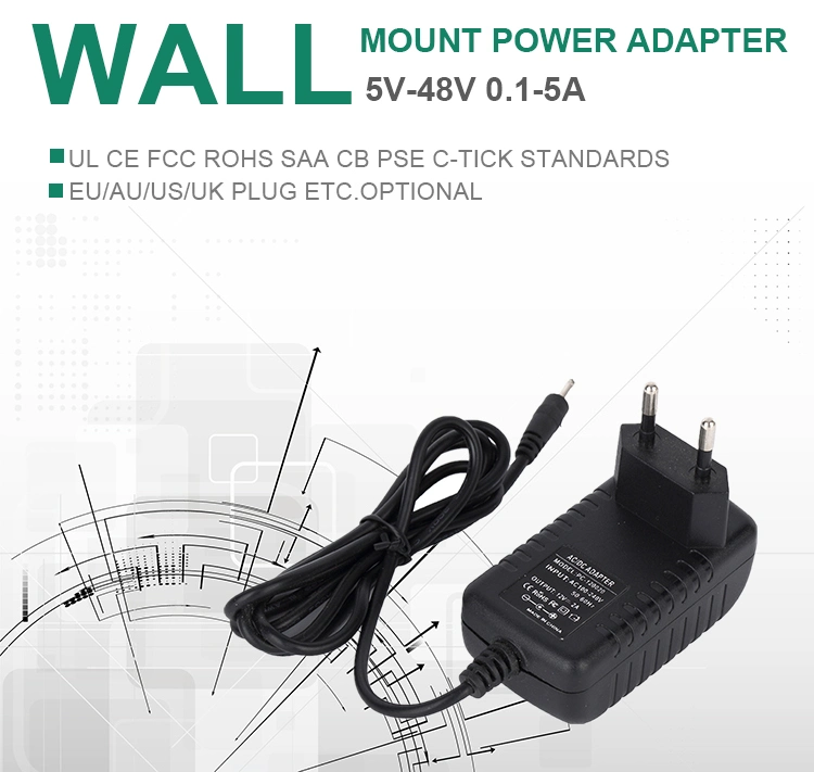 UL CE Listed Plug in 24V 18V 16V 15V 14V 10V 9V 6V 5V 12V 0.5A 1A 2A 3A 4A 12W 24W Wall Charger/AC DC Switching Adapter/Power Supply for Medical/LED/CCTV/Router