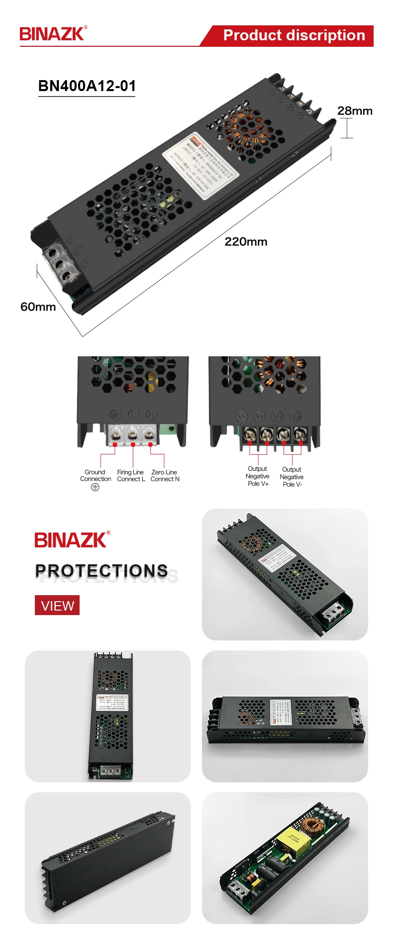 Bina LED Driver 12V Constant 30A SMPS Transformer Switching Power Supply