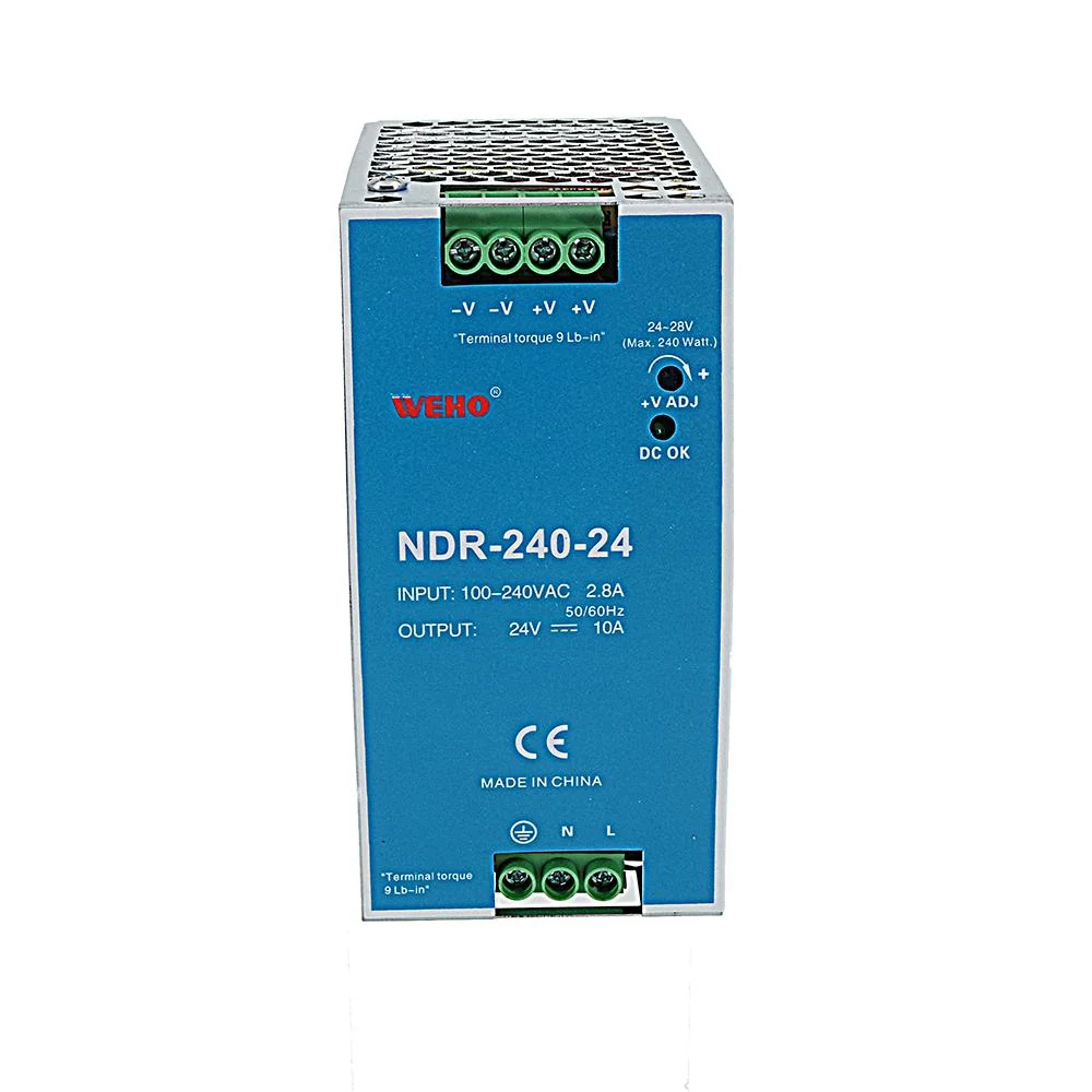 Dr EDR Mdr Hdr Ndr Series 75W 120W 240W 12V 24V 36V 48V Industrial Power Supply SMPS DIN Rail 12V 75W AC DC Switching Power Supply for Factory Automation