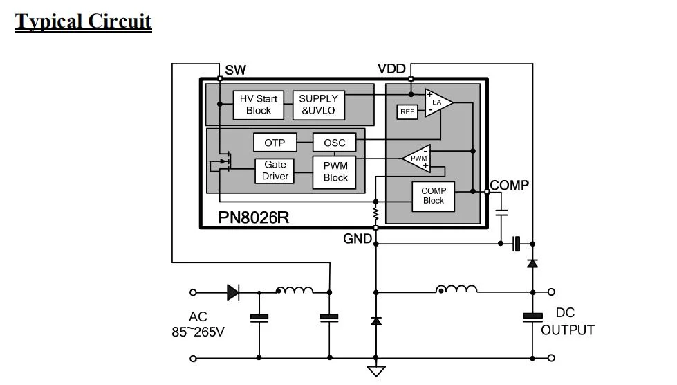 AC-DC Non-Isolated PWM SMPS Converter IC PN8026R Electronic Component