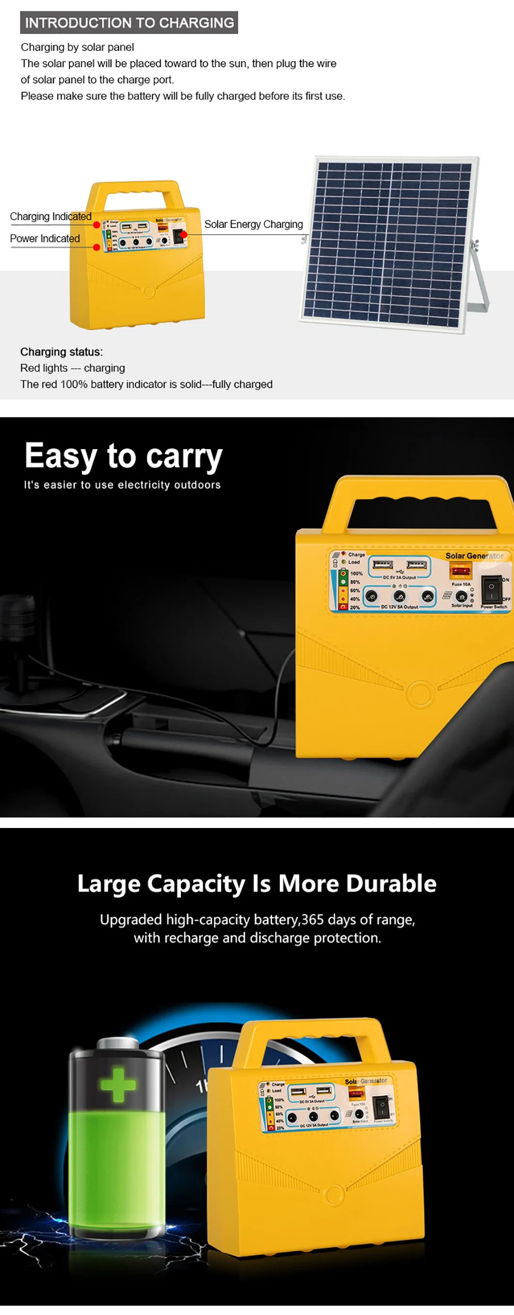 Rechargeable Solar Panel for Emergency Power Supply