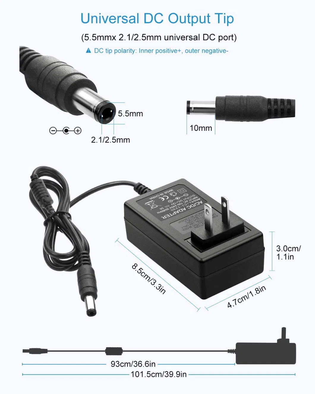 12V 3A Wall Power Supply Adapter 100~240V AC to DC 12 Volt 3 Amp 36W Converter 12 Vdc 3000mA 2.4A 2.5A 2.8A Available 5.5mm x 2.5mm 2.1mm for LED Strip Light