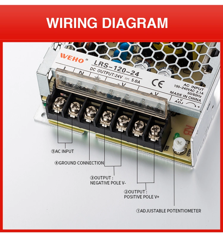 Lrs Series CE RoHS AC to DC Power Supplies 50W 24V 50W Power Supply DC 24V Transformer Driver Switching Power Supply for LED Strips