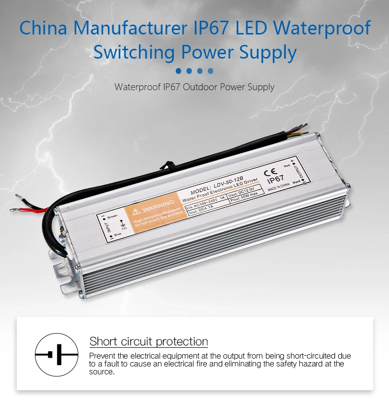 IP67 50W 12V 24V DC LED Driver Constant Voltage Waterproof Switching Power Supply