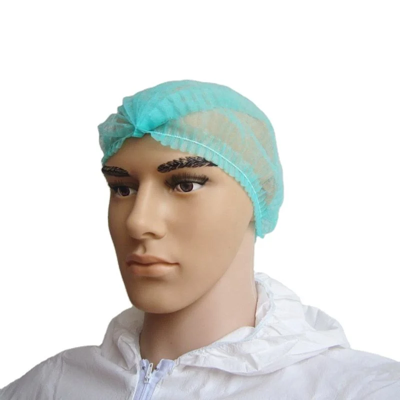 Blue Non-Woven Bar Cap Disposable PP SMS 15GSM Bouffant Cap Free Sample Supply