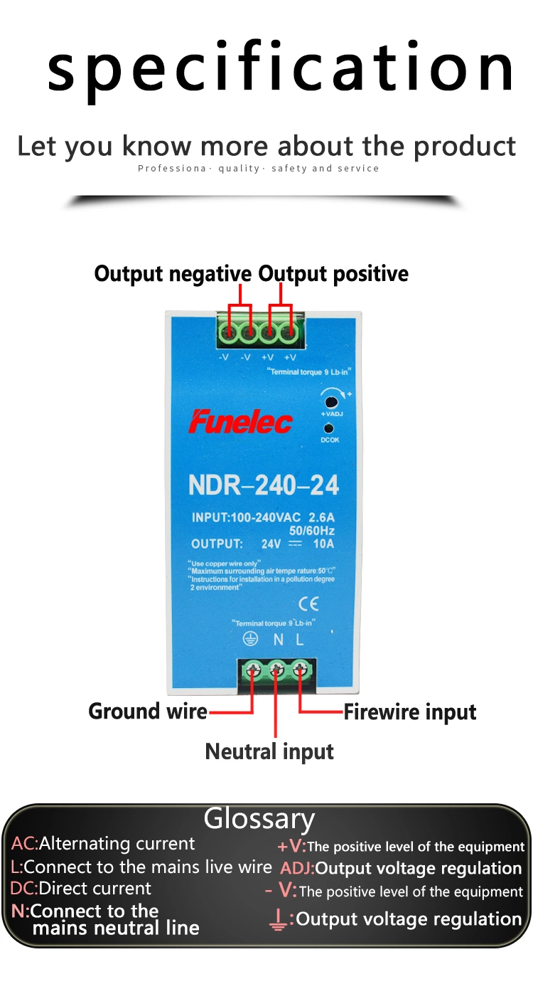 DC Power Supply Rail Installation Caliper Power Supply 120W Slim Power Supply 12V 10A Ndr-120-12V