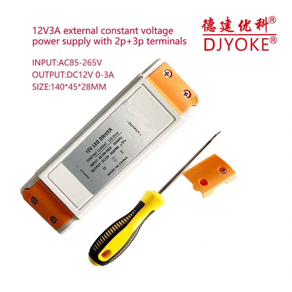 Factory Price AC85~265V to DC12V3a External Power Supply with Terminal of Djyoke 07