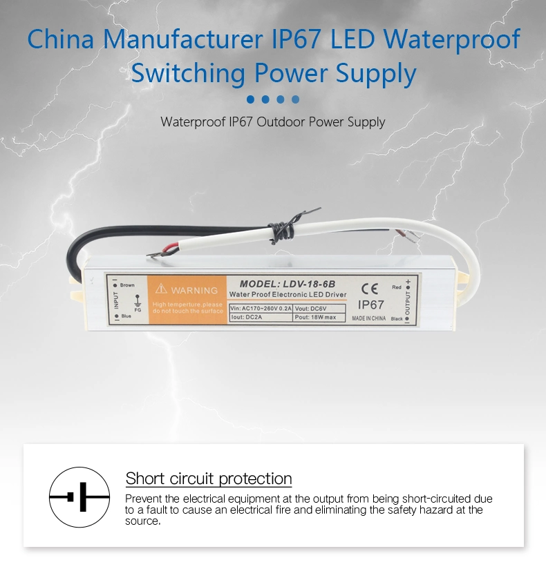 IP67 Waterproof 18W 12V AC/DC Switching Mode LED Driver Power Supply