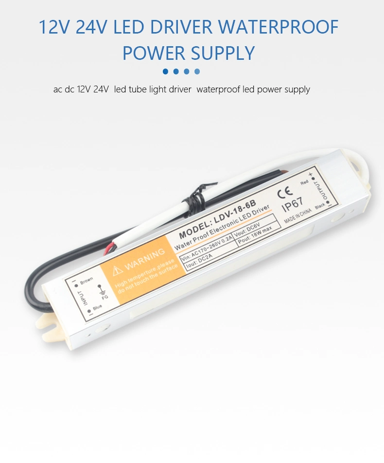 IP67 Waterproof 18W 12V AC/DC Switching Mode LED Driver Power Supply