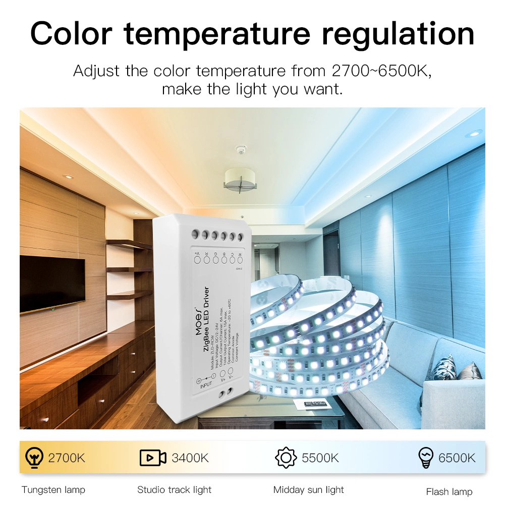 Zigbee RGB CCT LED Strip Light Controller Flexible Dimmer Driver Module Smart Life Wireless Remote Control with Tuya Conbee Alexa Echo Smartthing Gateway