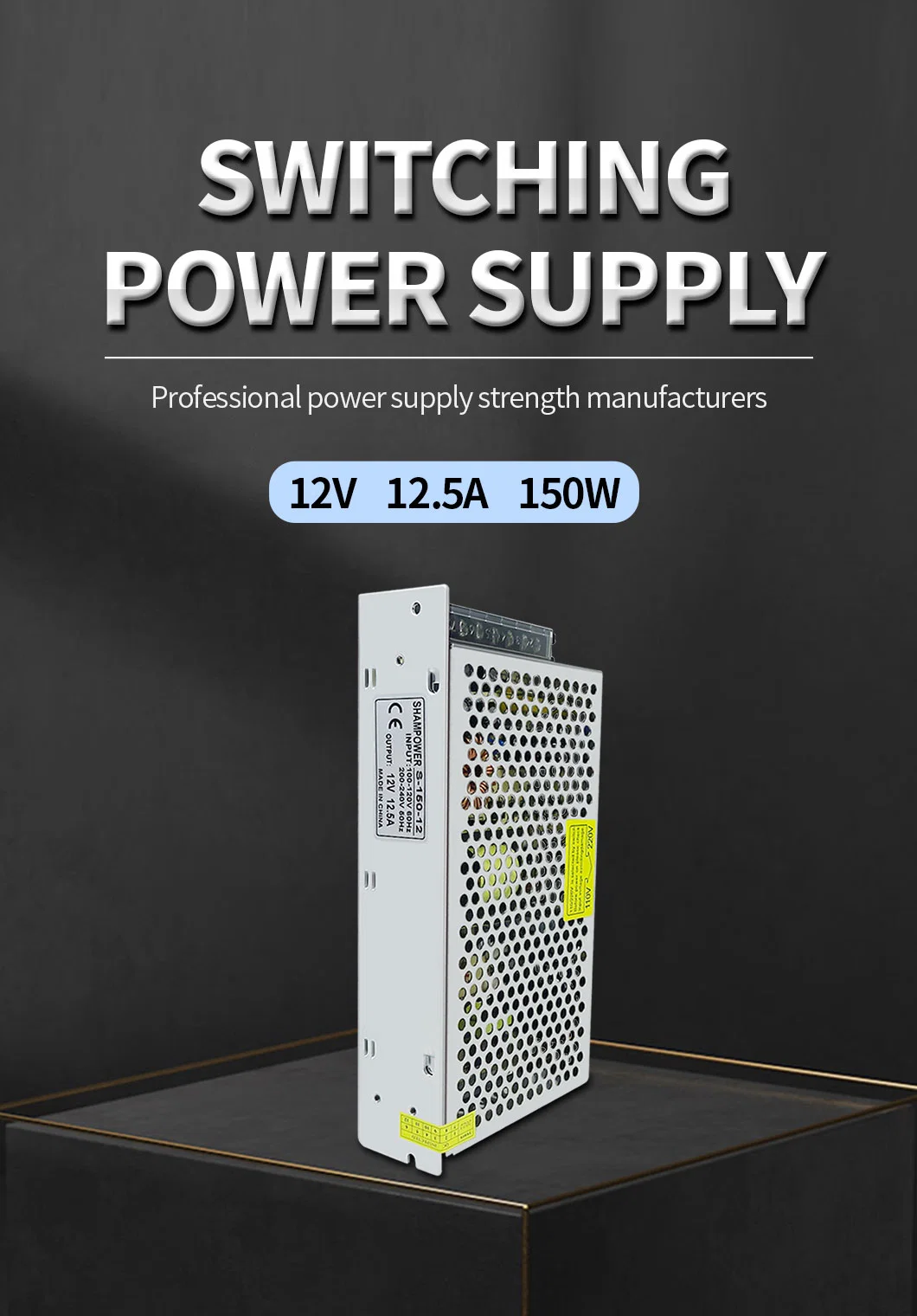 LED Driver 12V 12.5A 150W Switching Power Supply for LED Strip Light