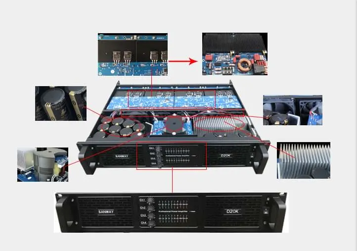 Fp20000q D20K Power Amplifier 4 Channel 16000 Watts Class D 2u Power Amplifier Audio Subwoofer Power Amplifier