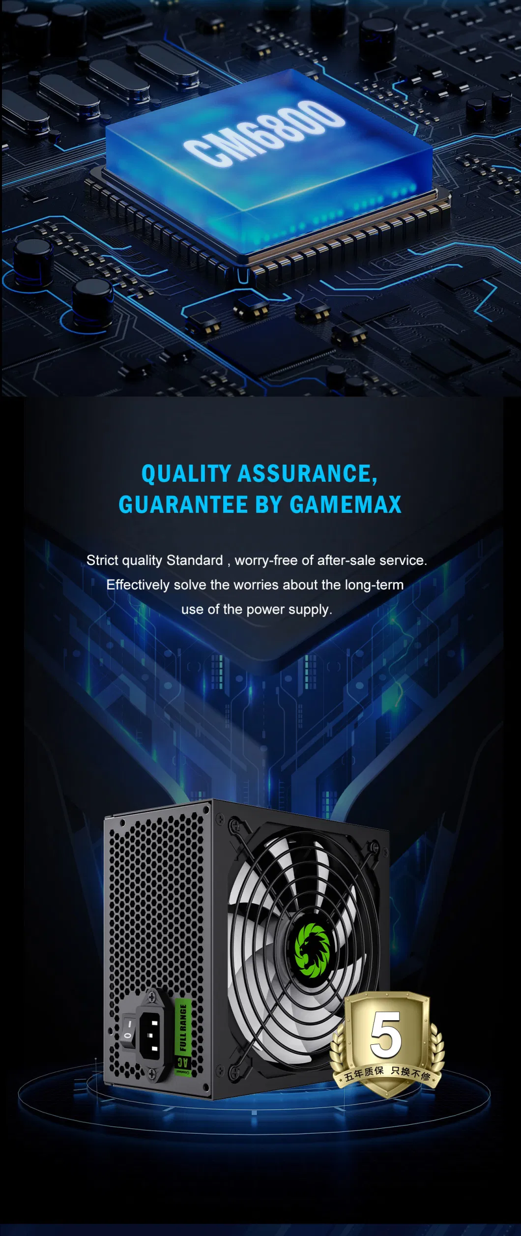 Gamemax 80 Plus Bronze PSU ATX Switching PC Power Supply for Gaming