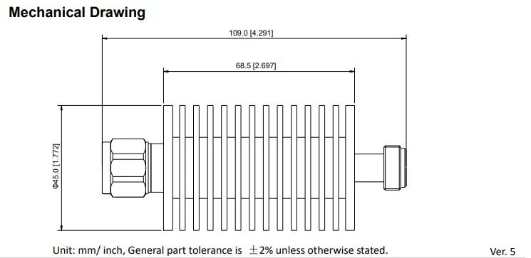 30W DC-6GHz 1~30dB N Connector RF Coaxial Attenuator