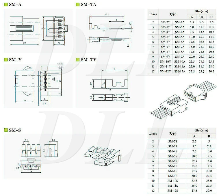 Jst Smr/SMP 2.5mm Wire to Wire Female Male Connector