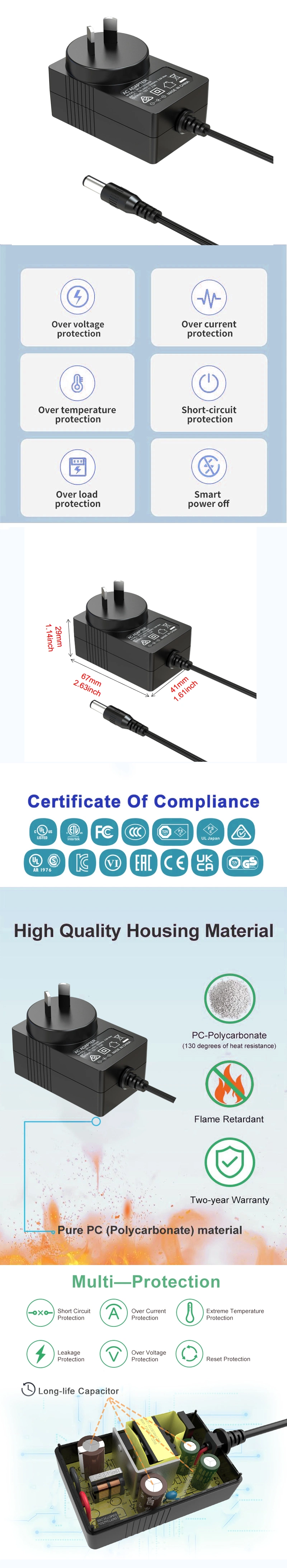 Transformer 230-240V Au AC Adapter 24VAC 2000mA 48W AC/AC Adapter 24VAC 2A 48W Power Adapter for Australia LED Light