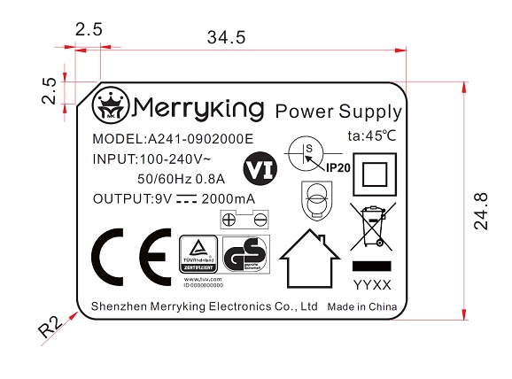 24W AC DC Power Adapter with 2 Years Warranty