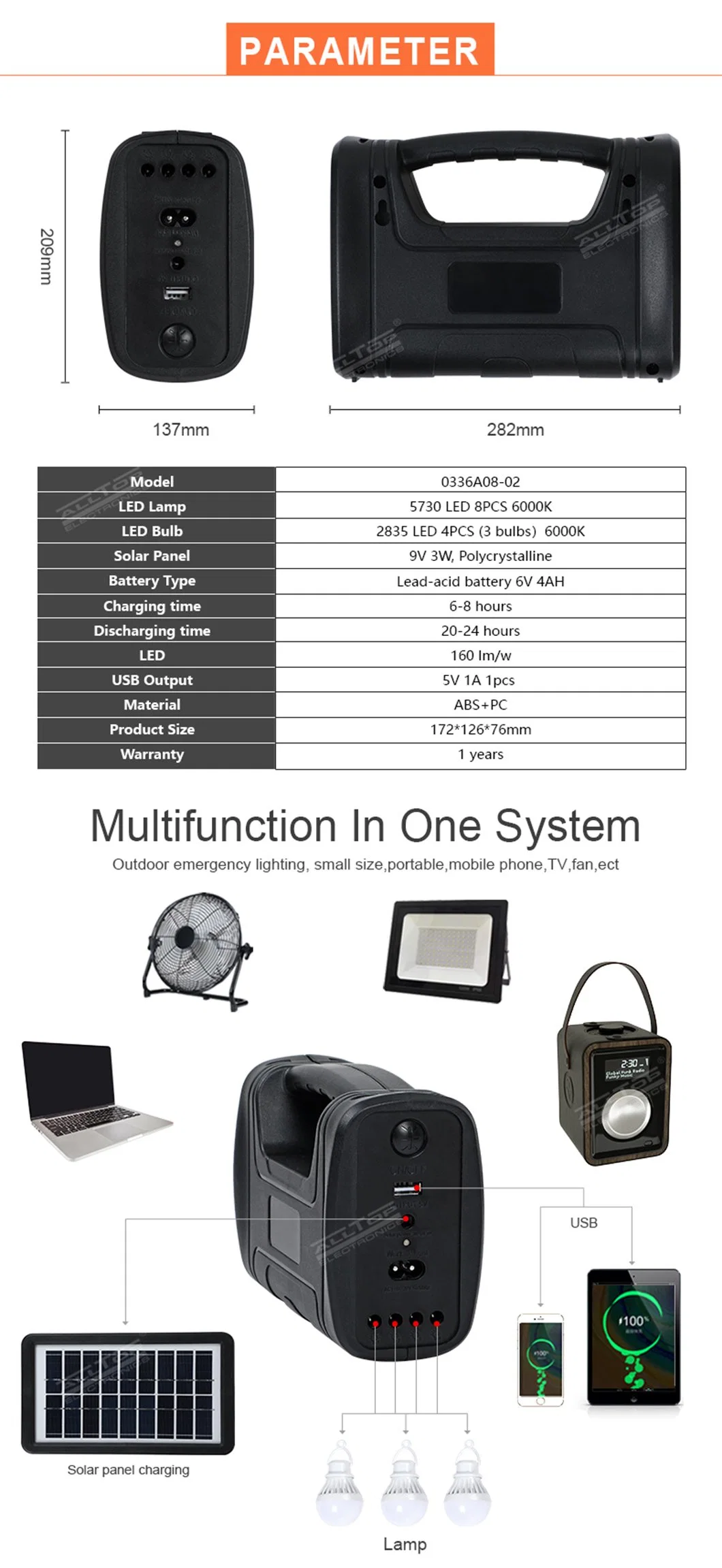 New Design Solar Power Supply Portable Charger for Wireless Speaker and Lighting System