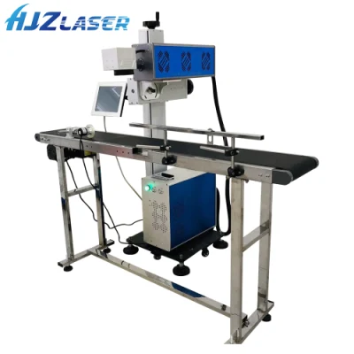 Flying Laser Marking Machine 20W 30W Fiber Laser Print Online for HDPE PVC Plastic Pipe Tube Cable Wire Sequential Meters