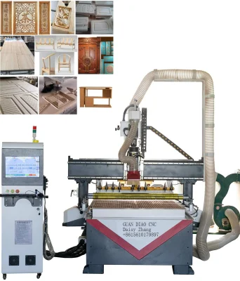 3 4 Multi Spindles 3 Heads DSP Vacuum Table MDF Cutting Furniture Cabinet Atc 3D Wood Working 1325/2040 CNC Router Engraving Machine with CE FDA