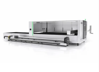 CNC Metal Tube Plate Fiber Laser Cutting Machine Easy Operation High Work Efficiency Exchange Table Raycus Max