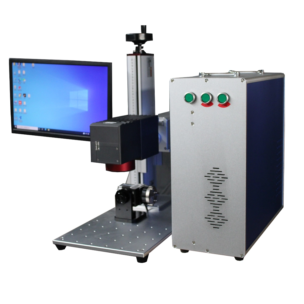 20W 30W 50W CNC Plastic Metal Printing Engraving Machine 3D Logo Fiber Laser Marking Machine with Rotary Price