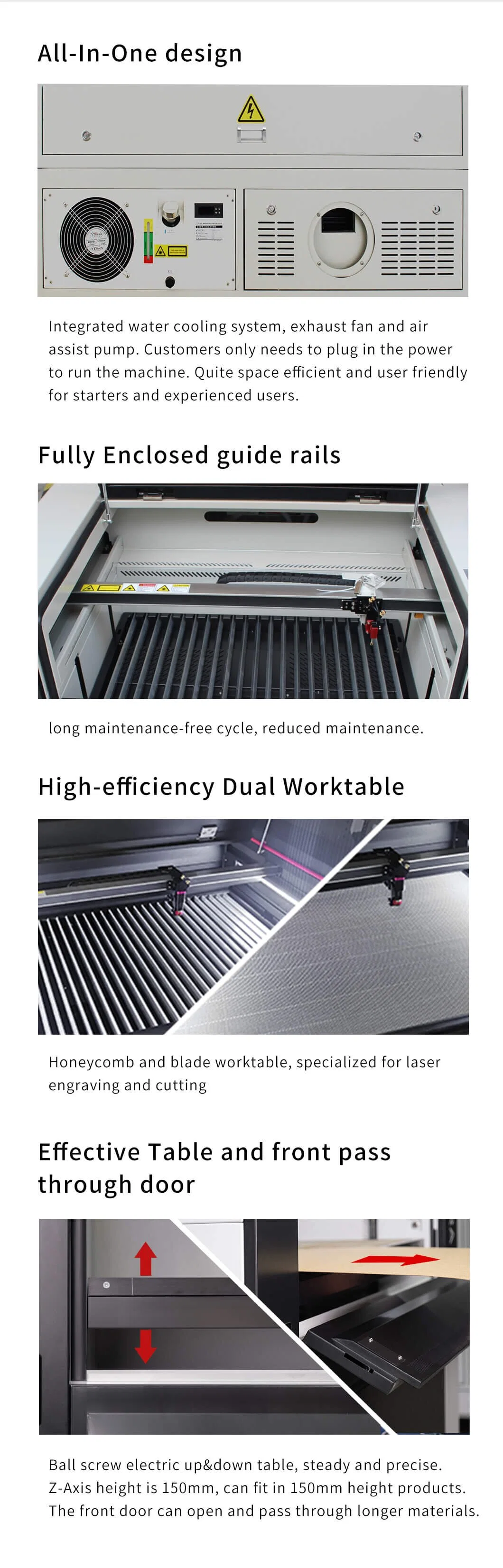 Aeon Hot Sale Double Worktable with Lifting CNC Laser Machine for Acrylic MDF Desktop Laser Cutter with CE FDA SGS Certification