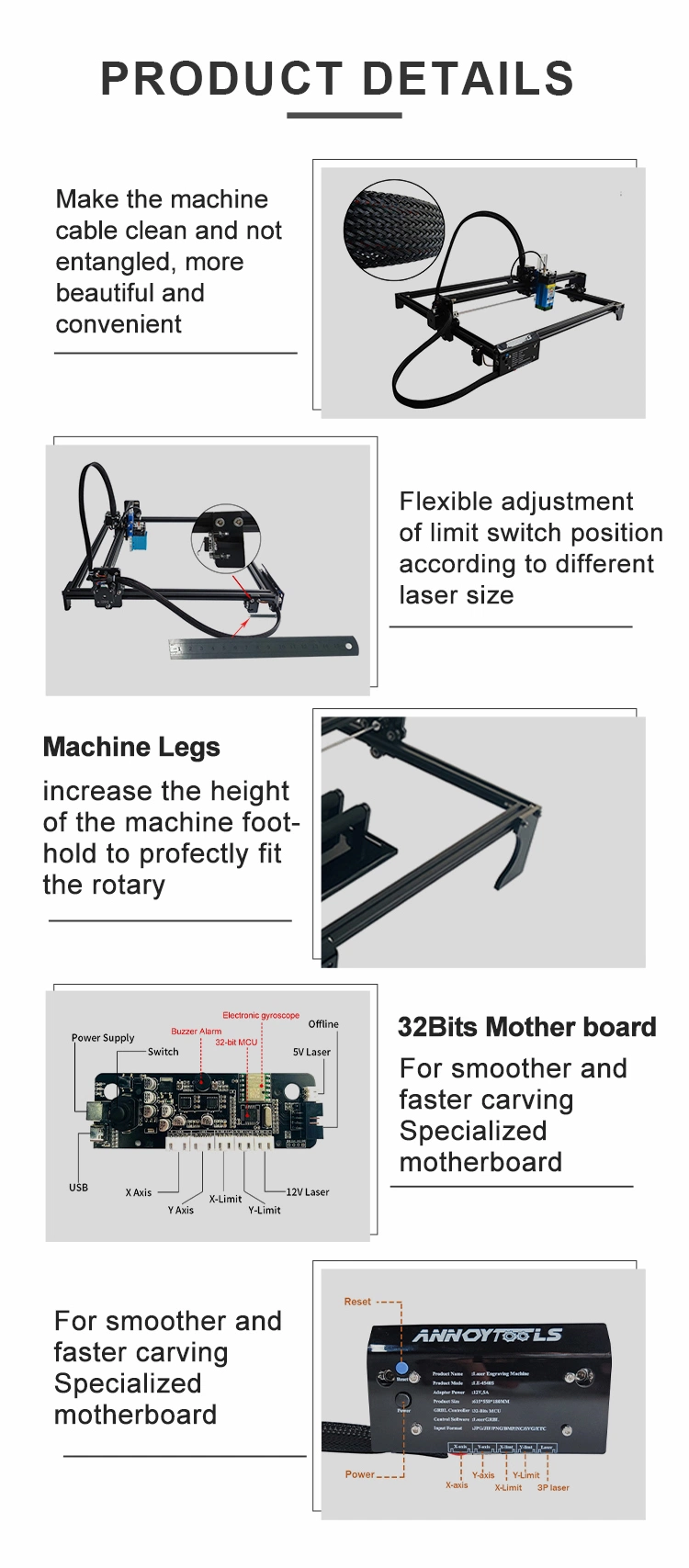 4540 Wood Acrylic Stone MDF Metal Stainless Steel Laser Engraver