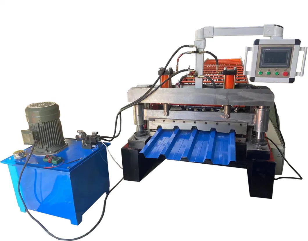 686 Trapezoidal Veneer Roof Panel Tile Press Cold Bending Forming Equipment in Stock.