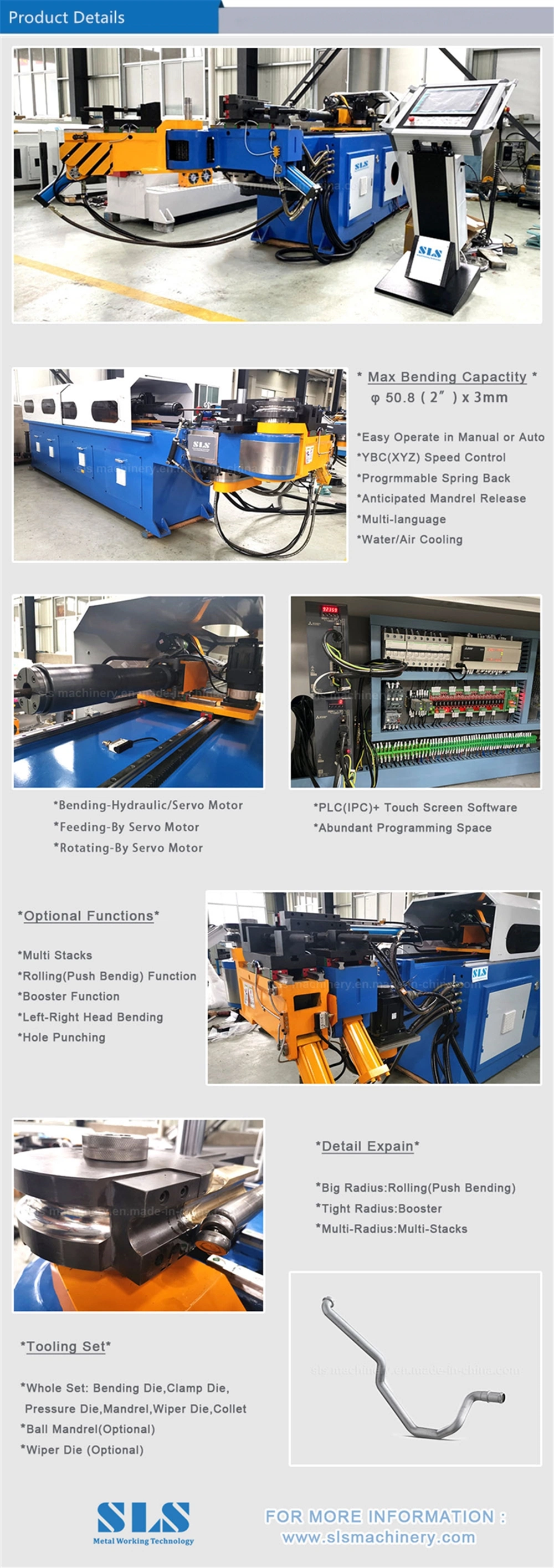 Custom Cutting and Punching Functions Metal Tube Profile 3D CNC Automatic Pipe Bending Machine with CE