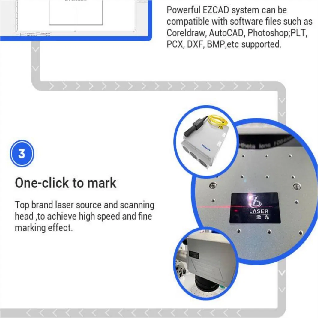 Portable Fiber CNC Laser Marking 20W 30W 50W Price for Metal and None Metal Marking