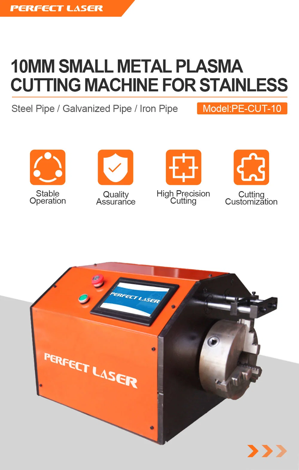 Perferct Laser 10mm CNC Industrial Small Carbon/Stainless Steel /Galvanized /Iron Pipe Metal Plasma Metal Cutting Cutter Machine