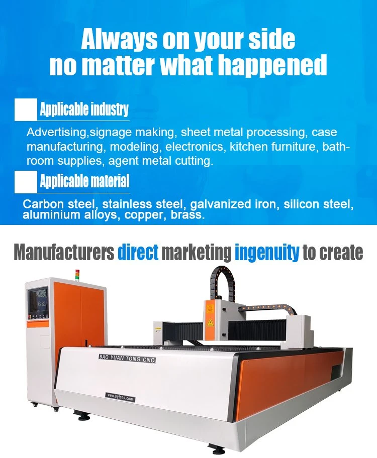 Bytcnc Sheet Metal Cutter 3000W CNC Fiber Laser Cutting Machine Stainless Steel