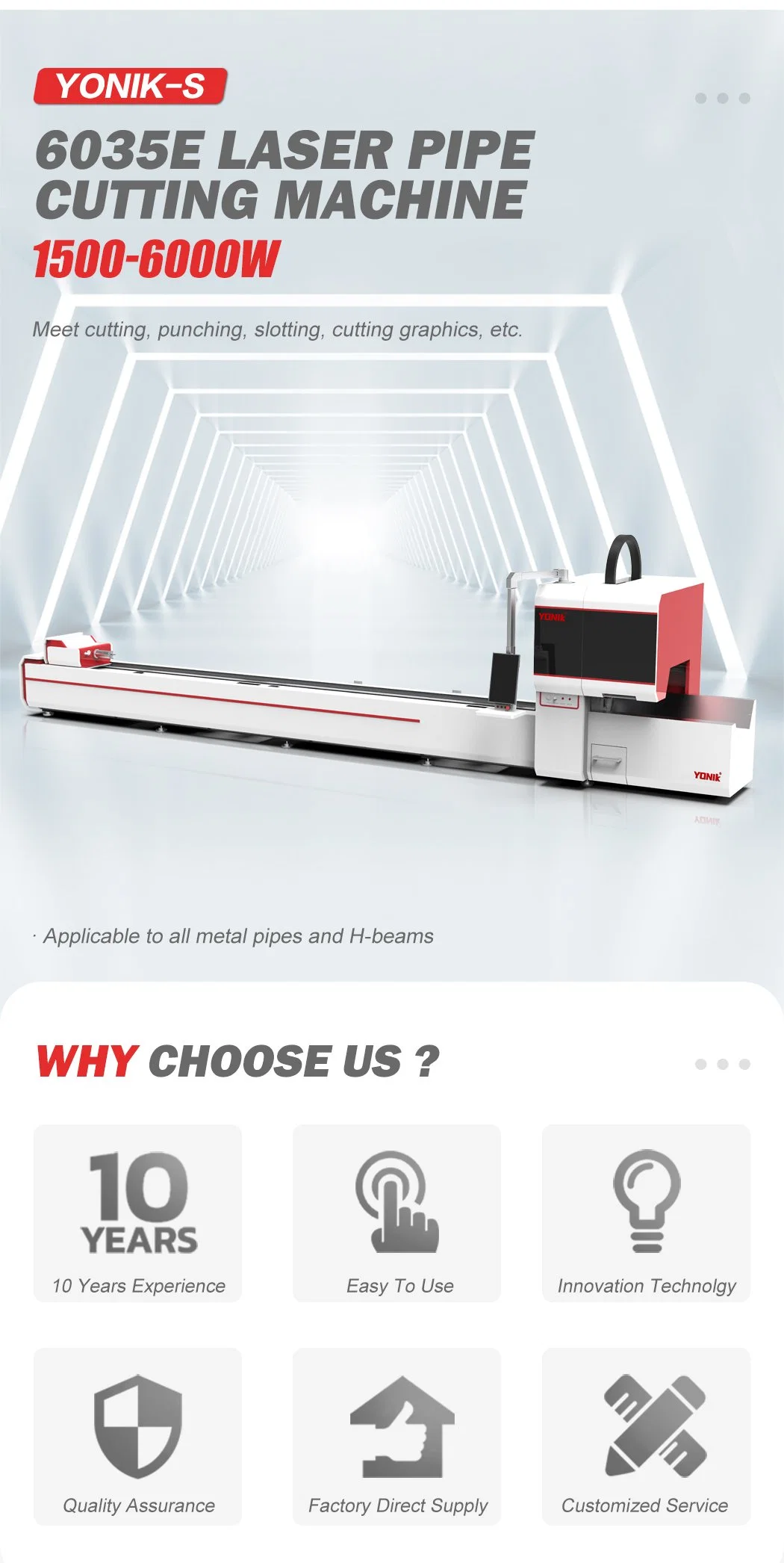 H Beam CNC Tube Metal Laser Cutting Machine Price 3D Square Tube Laser Cutting