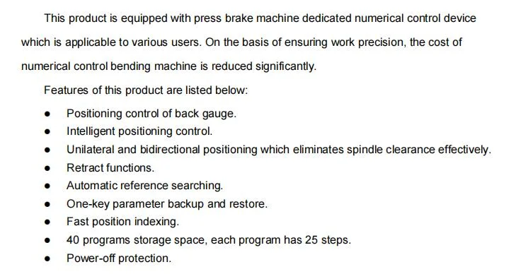 Metal Sheet Bender E21 Controller Hydraulic Press Brake Sheet Metal Bending Machine