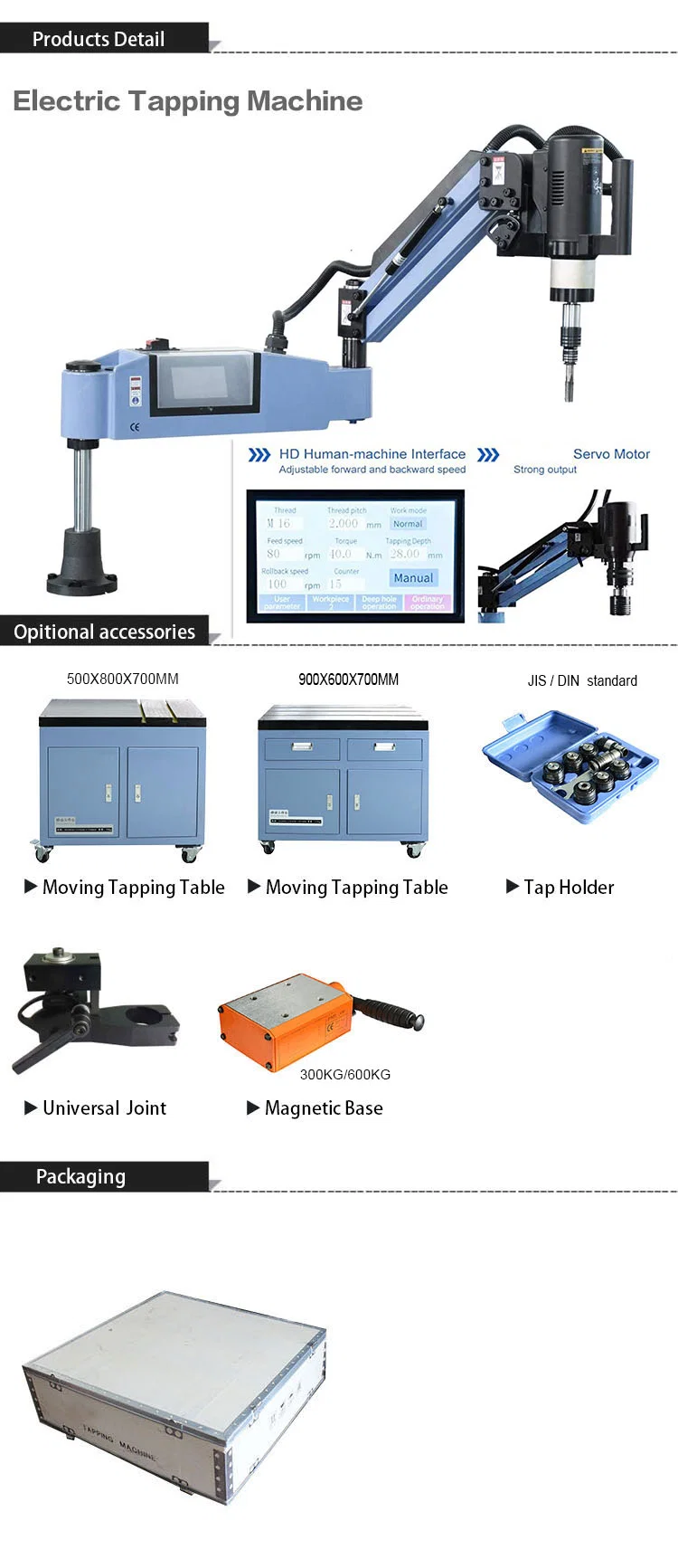 M3-M16 Hot CNC Automatic Flexible Arm Nut Screw Servo Electric Tapping Machine for Pipe Metal Thread Drilling Machine