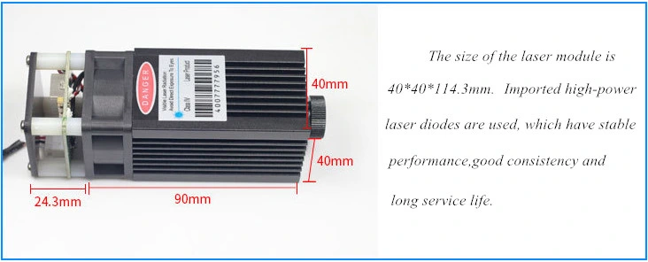 High Power Focusable 12VDC 450nm 15W Blue Laser Module for Laser Engraving