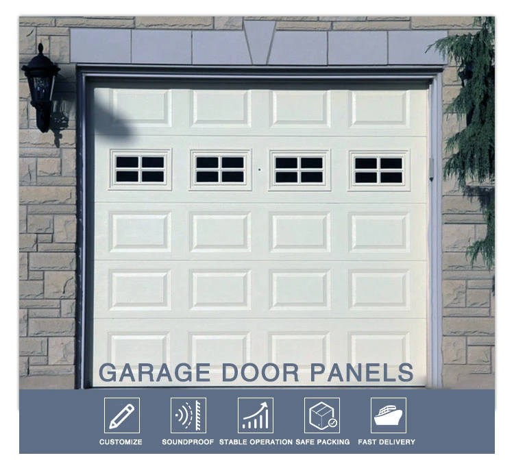 Folding up Modern Garage Door Panels - PU Foam and Sandwich Types 15in Aluminum Double Garage Door 4 Panels