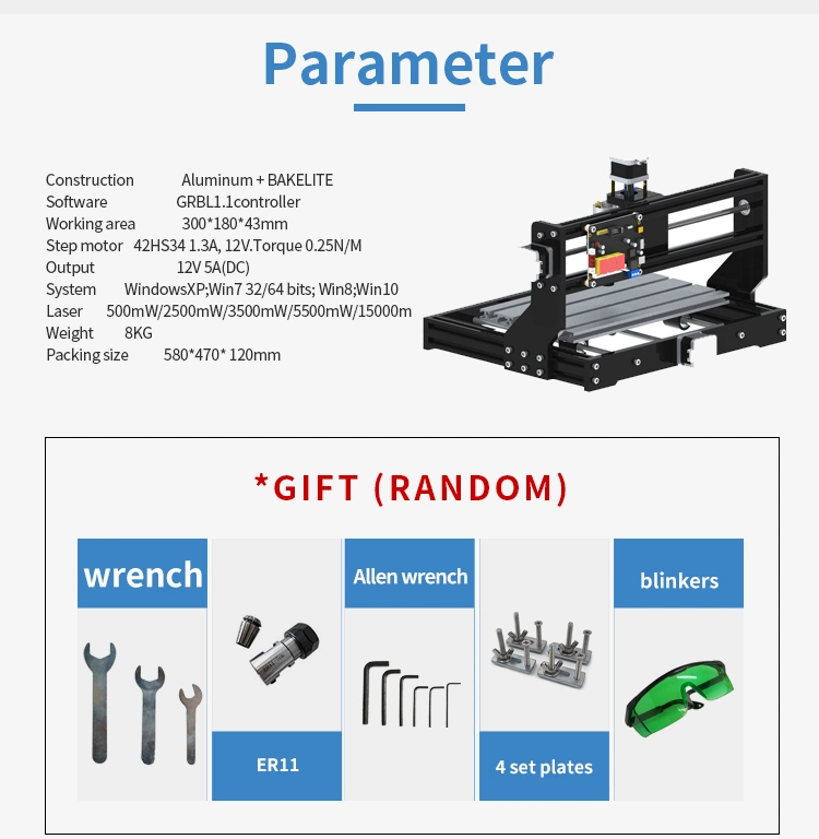 15W 3018 PRO CNC Laser Engraving Machine with 100W Spindle