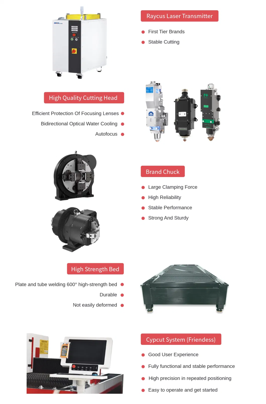 Hcgmt&reg; 1500W/120mm/9m/6*2m Plate/Tube CNC Fiber Laser Cutter for Aluminum/Copper/Carbon/Stainless Steel Metal Cutting