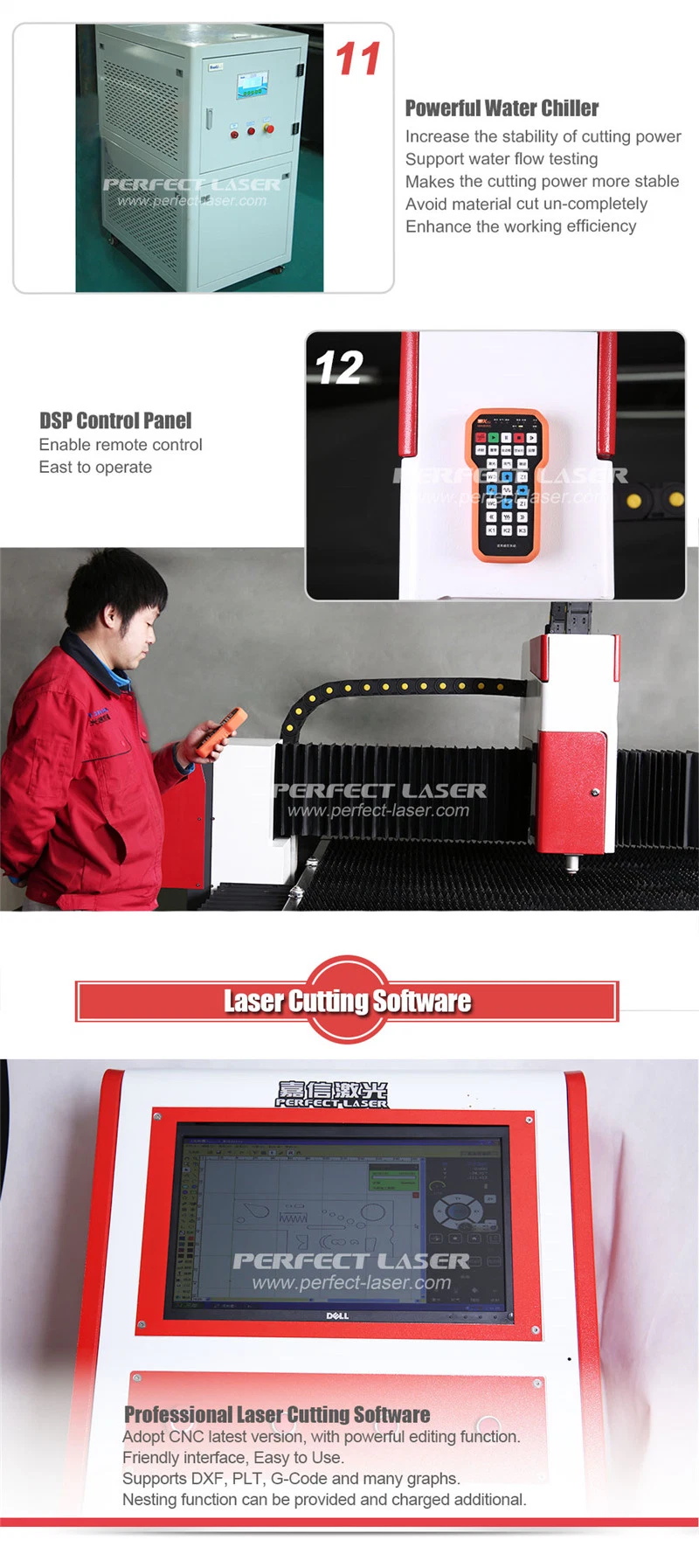 Perfect Laser 1000W High Precision Ss CS Ms CNC Metal Stainless 3teel Laser Cutter Cutting Machine