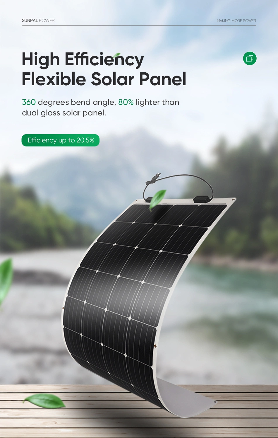 Sunpal Flexible Solar Panel Black Flex 200W 300W 400W Solar Module