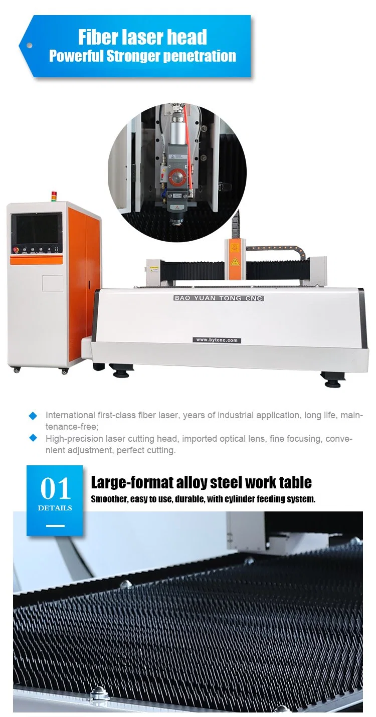 Bytcnc Sheet Metal Cutter 3000W CNC Fiber Laser Cutting Machine Stainless Steel