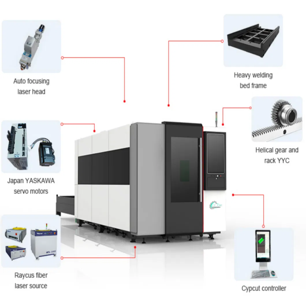 3kw Ipg Power Full Closed Pallet Change 3015 CNC Fiber Laser Cutting Machine Exchange Table with Protective Cover