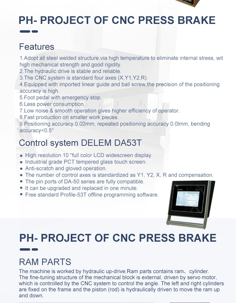 Mechanical Crowning Compensation Integrated Hydraulic System Press Brake