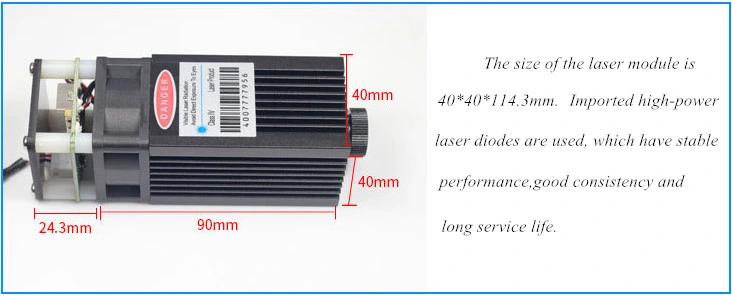 High Power DC12V 450nm 5W 5000MW Blue Laser Module for Stainless Steel Engraving